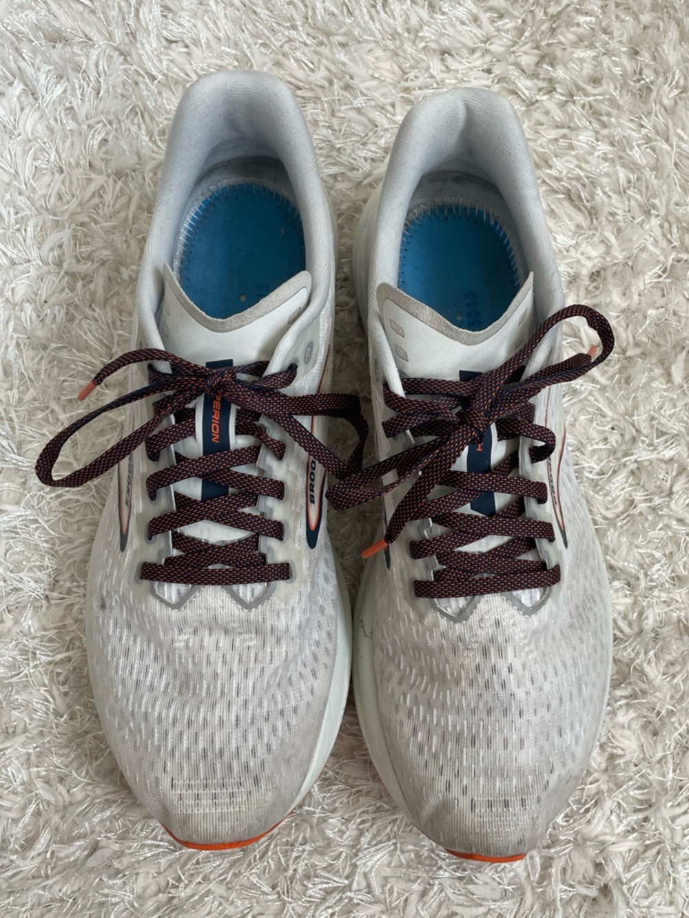 Brooks Men's Hyperion Running Shoes Oyster Mushroom White with Orange Accents - Picture 3 of 12